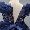 Girls Navy Blue Tulle Princess Ball Gown Flower Girl Dress