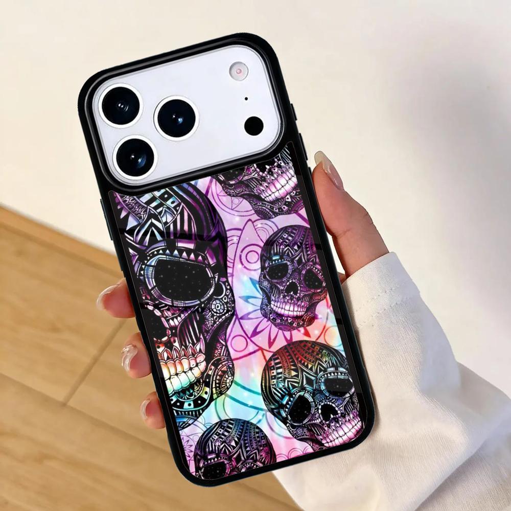 Candy Skull Sugar Day Of The Dead Mobile Phone Case for IPhone 17 AIR 16pro Max 15 14 13 12 11 Bumper Cover