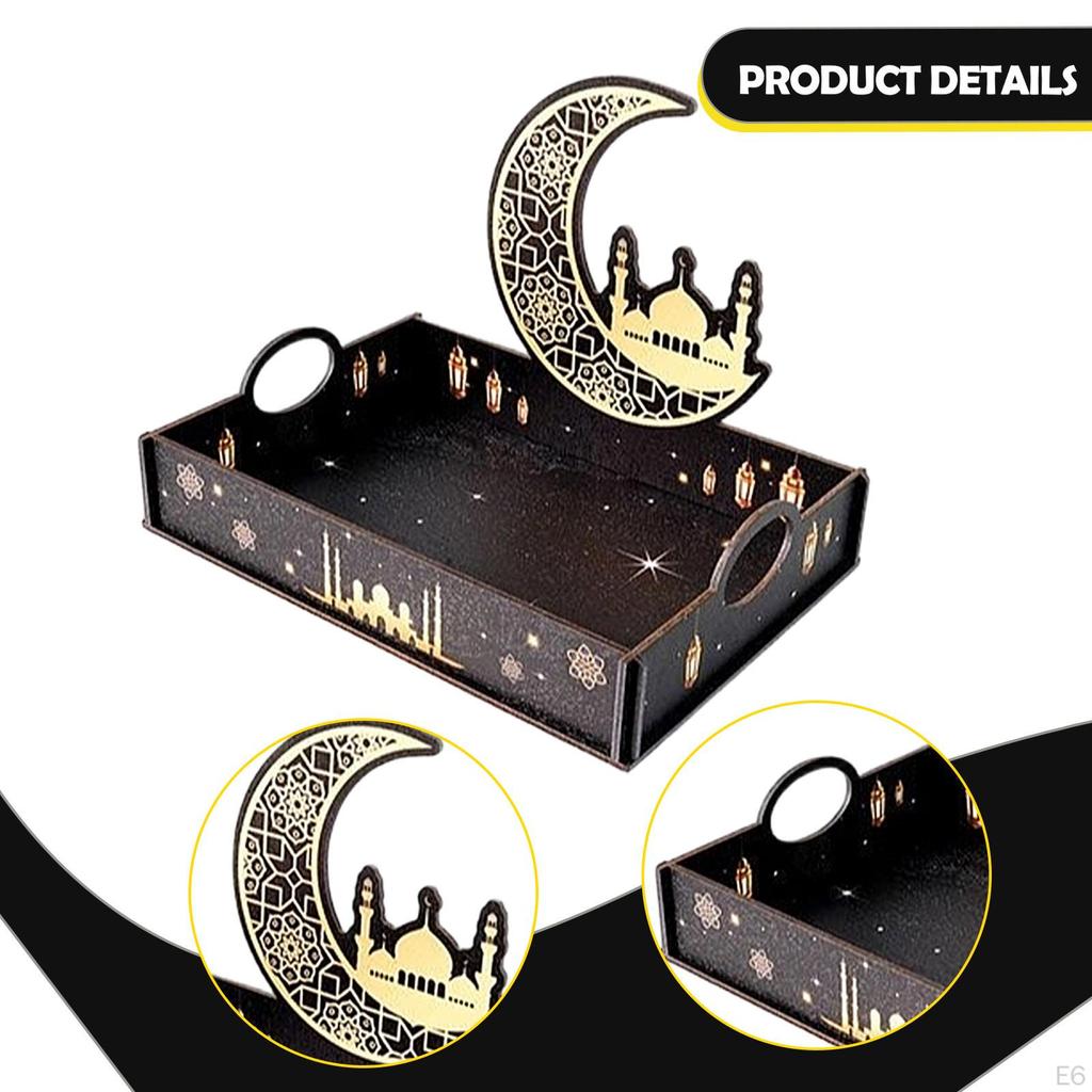 Ramadan Serving Tray Dish Gift Rectangular Dessert Party Islamic Decorative Table Centerpiece