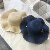 Korean Style Pearl Wide Brim Straw Hat Women Wave Brim Sun Hat For Beach Outdoor