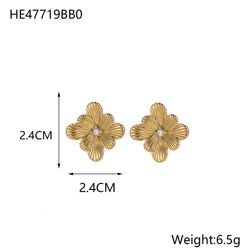CARLIDANA Irregular Exaggerated Flower Stud Earrings Geometric Chunky Vintage Waterproof Stainless Steel Gold Plated for Women