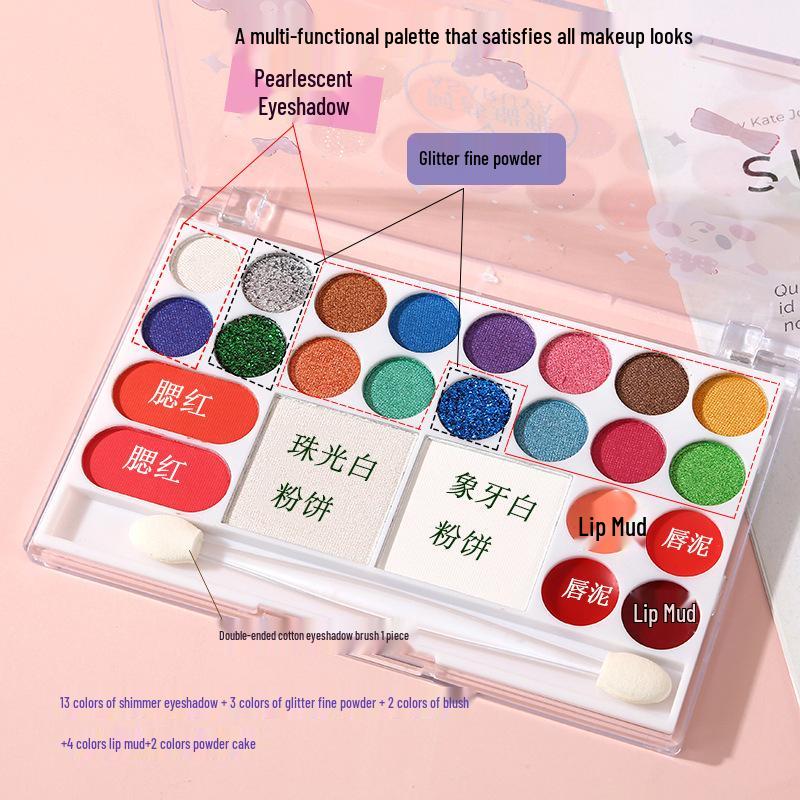 

Палетка макияжа Asha Ruiya 24 цвета: Набор теней для век и тинта для губ для праздника и сценического выступления 12g