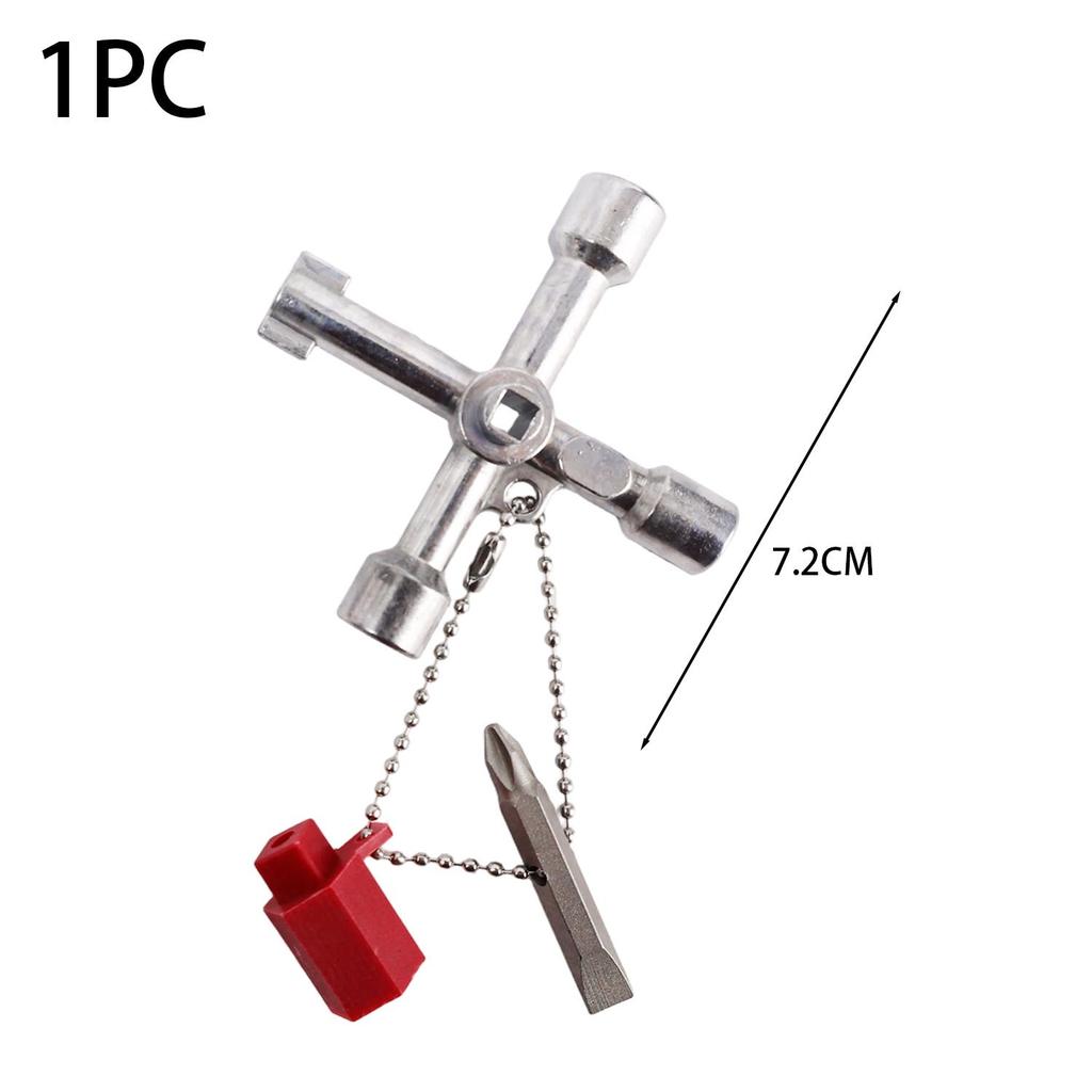 4in1 Silver Key Wrench Electrical Elevator Control Cabinet Valve Multi Purpose Zinc Alloy Triangular Wrench Portable Hand Tools