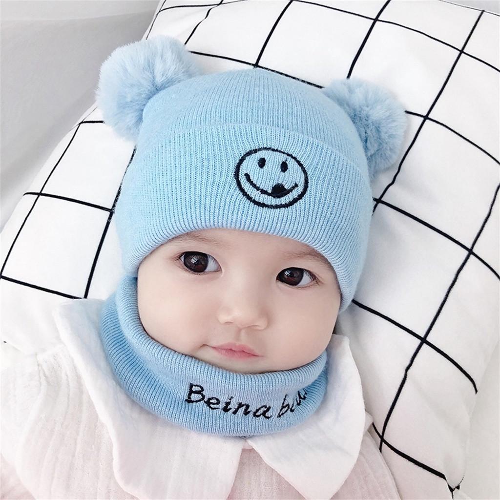 Children's Knit Hat Warm Scarf Wool Hat Two-piece