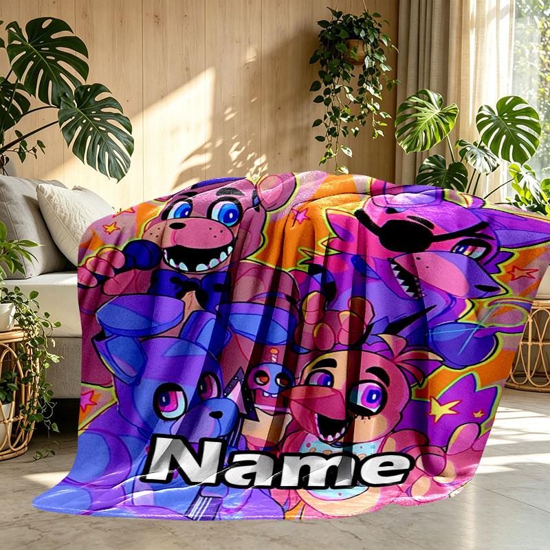 Custom Name Personalized Five Nights at Freddy's Print Blanket, Home Decor, Bedroom, Sofa, Camping, Couch, Gifts for Birthday Christmas