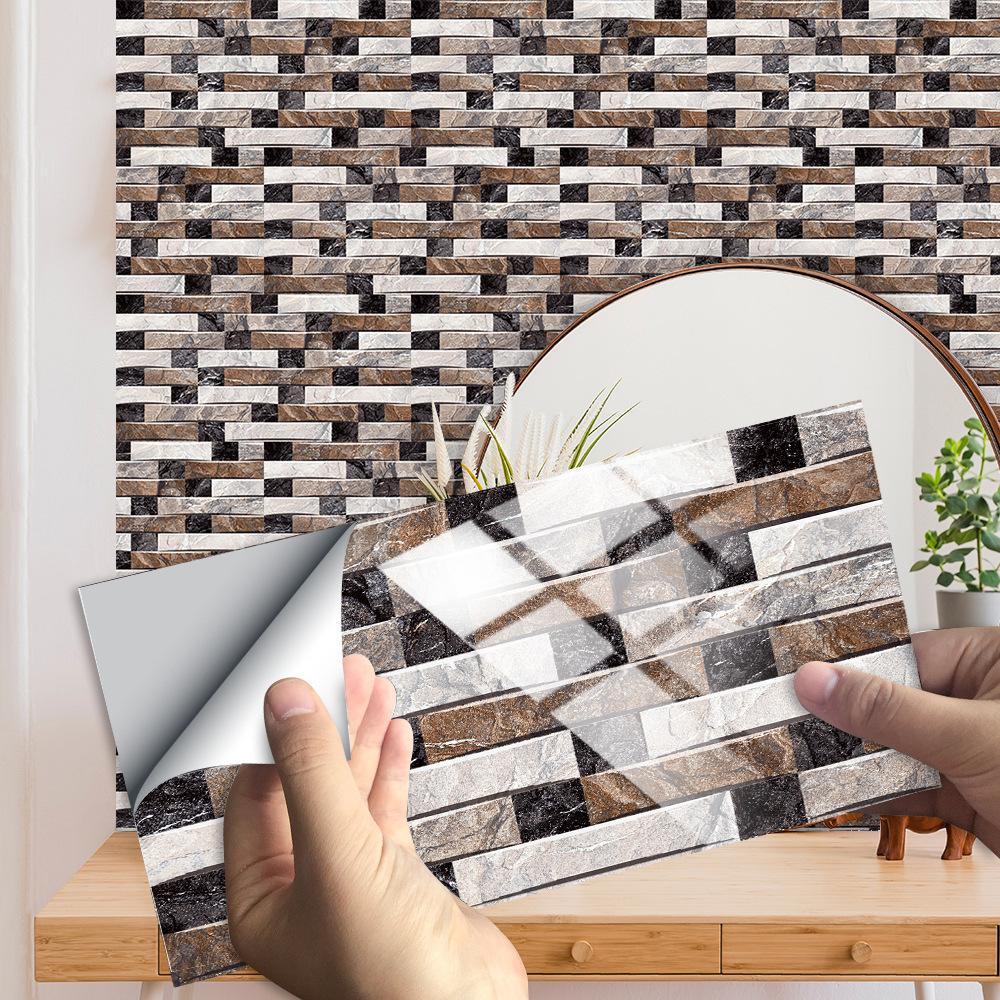 Gray Marble Texture Rectangular Tile Sticker Kitchen Bathroom Stair Renovation Waterproof Wall Sticker