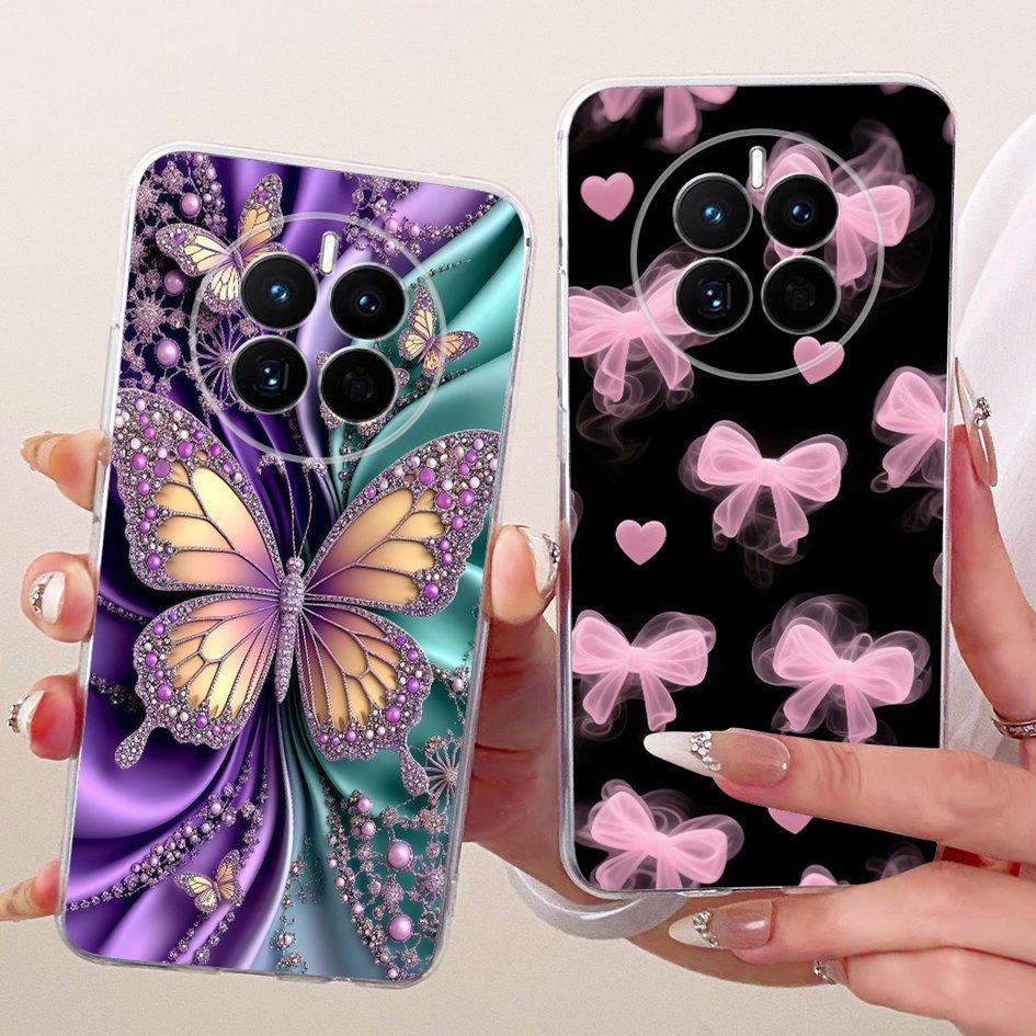 For Huawei Mate 50 Case Mate 50 Pro Cover Popular Butterfly Flower Soft Clear Silicone Phone Covers For Huawei Mate50 50E Fundas