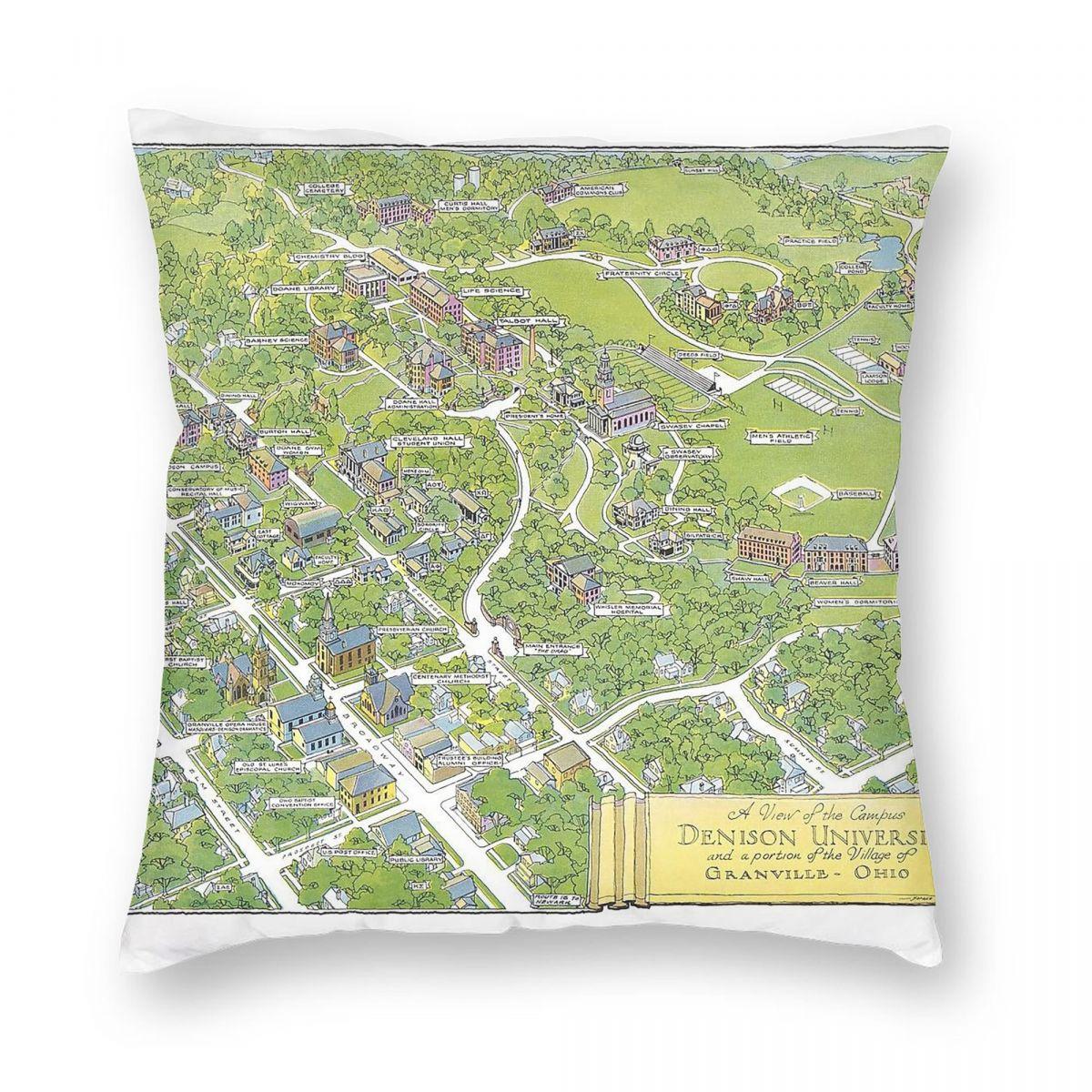 Denison University Granville Ohio Pillowcase Polyester Linen Velvet Creative Zip Decor Pillow Case Sofa Seater Cushion Case 30x30cm