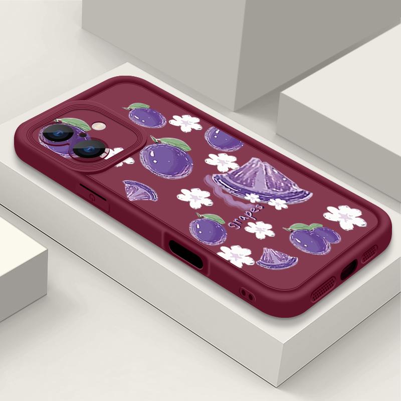 For iPhone 16 Pro Max Fruit Print Phone Case For iPhone 16e 15 14 13 12 Pro Max Plus 11 XR XS Flower Print Phone Case TPU Soft Shockproof Case Cover