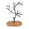 Navaris Tree-Shaped Accessory Stand/Trinket Tray - Multifunctional Bamboo Storage/Display for Watches, Earrings, and Rings - Black