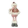 Yousheng Long Leg Christmas Plush Doll Standing Snowman Santa Claus Christmas Doll with Retractable Legs for Home Mantel Decoration