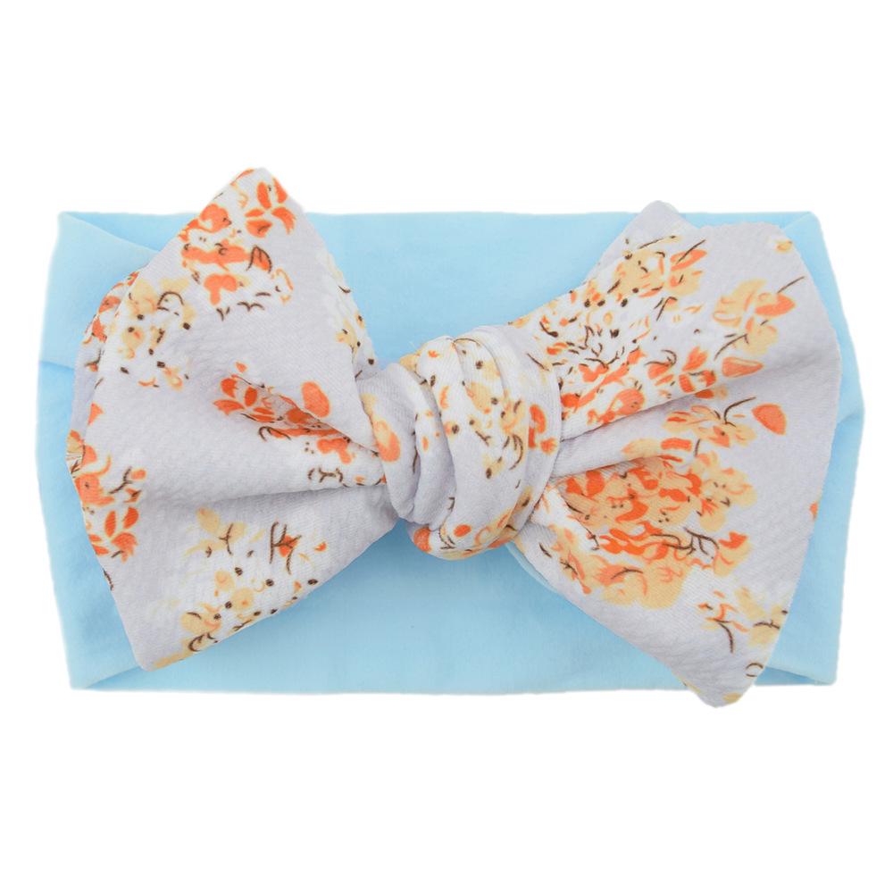 Children'S Printed Large Bow Nylon Headband Soft Elastic Hair Accessories Baby Headgear Baby Stockings Headband