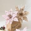 Flannel Fabric Christmas Artificial Flowers Plastic Glitter Glitter Fake Flower 28cm DIY Glitter Poinsettia