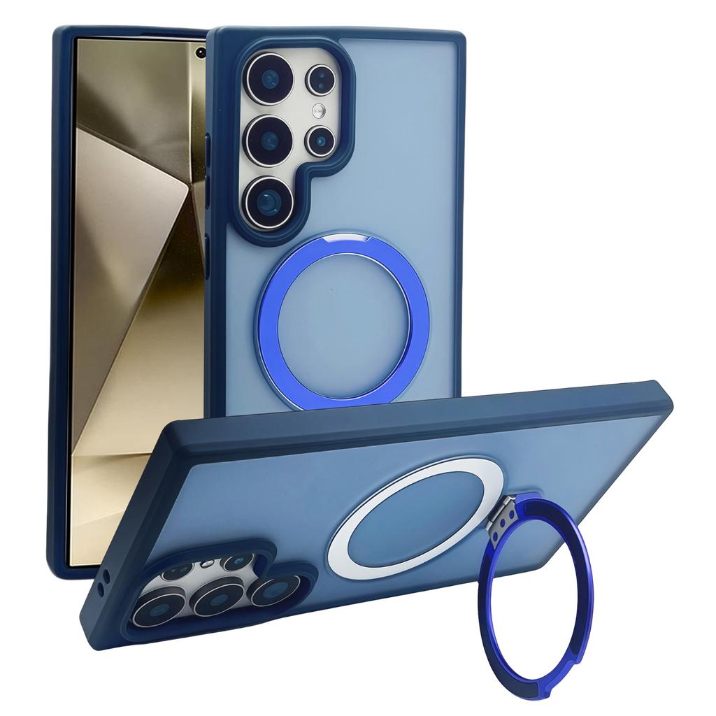 For Samsung Galaxy S24 Ultra Magnetic Case with Kickstand TPU+PC Phone Back Cover