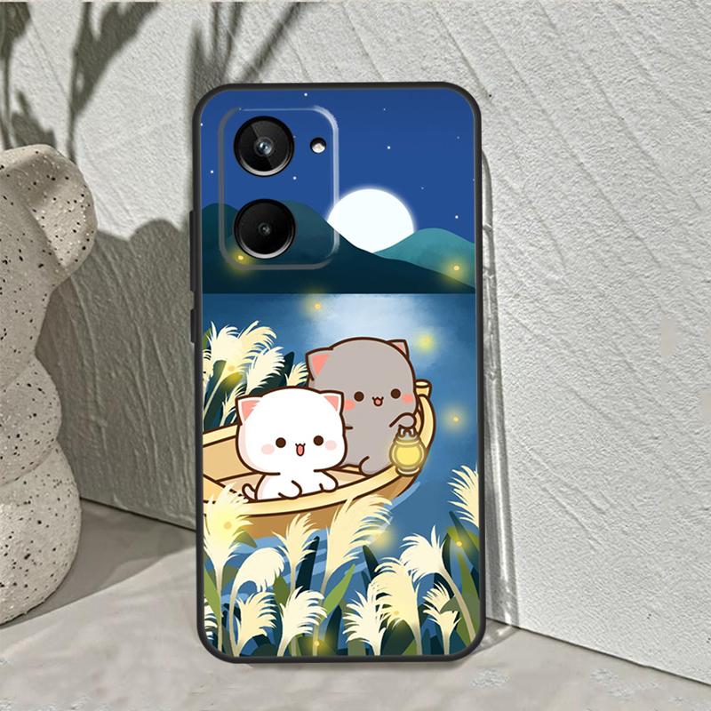 Cartoon Peach Mochi Cat Case For Realme C53 C30 C55 C33 C35 C31 C21Y C25s C15 C11 GT Neo 5 3T 2T 8 9 10 11 Pro Plus