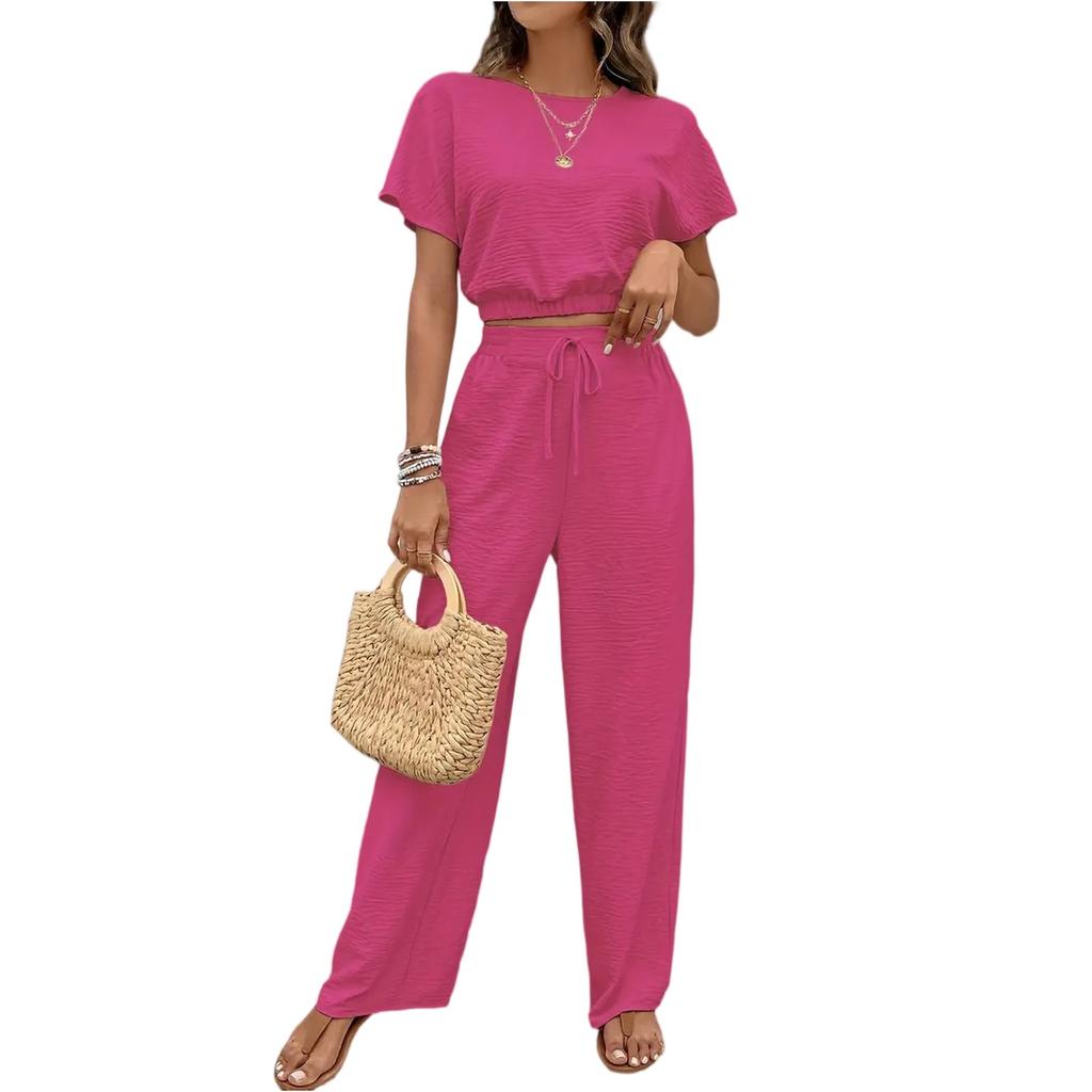 Fashion Women's Casual Top Pants Two-piece Set