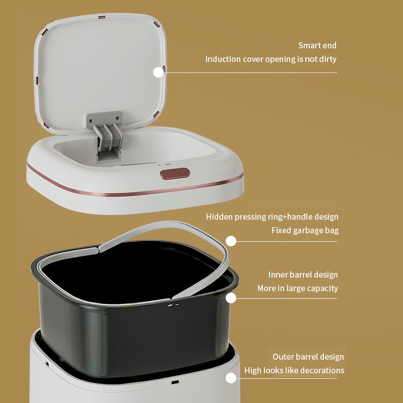 40L Smart Sensor Trash Can Large Capacity Induction Trash Bin Electric Touchless Wastebasket For Kitchen Bathroom with Lid