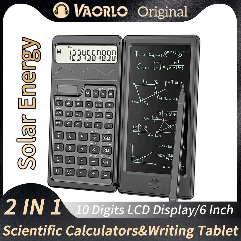 Solar Powered Scientific Calculator & 6 Inch Writing Tablet Foldable 10 Digit Lcd Display For Office Student Teachers Accountant