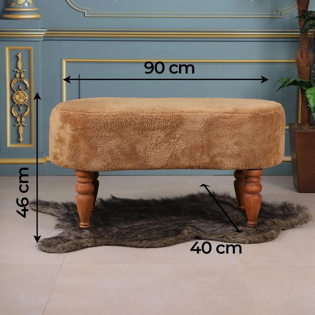 Decorative Multi-Purpose Pouf Sofa with Hornbeam Legs Digital Printing Bench Furniture for Home Living Room