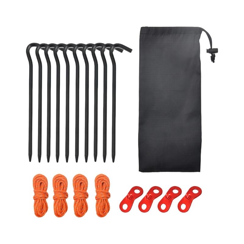 

19pack Heavy Type Pegs Camping Gear Tent Install Tool Stability Tent Accessories for Secure Tent Attachments чорний