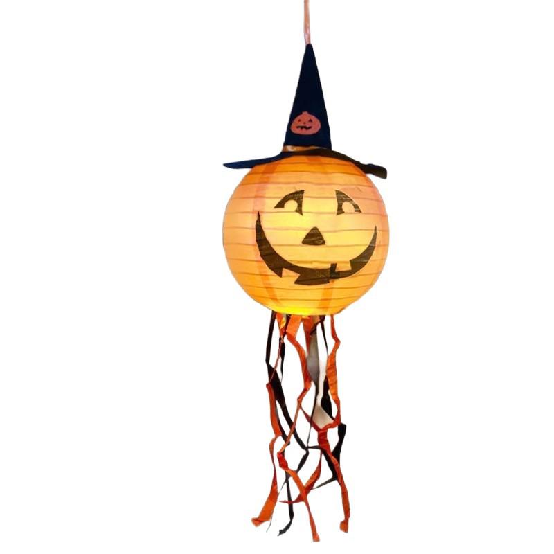 Outdoor Luminous Halloween Pumpkin Paper Lantern Decorations for Kindergartens and Hotels