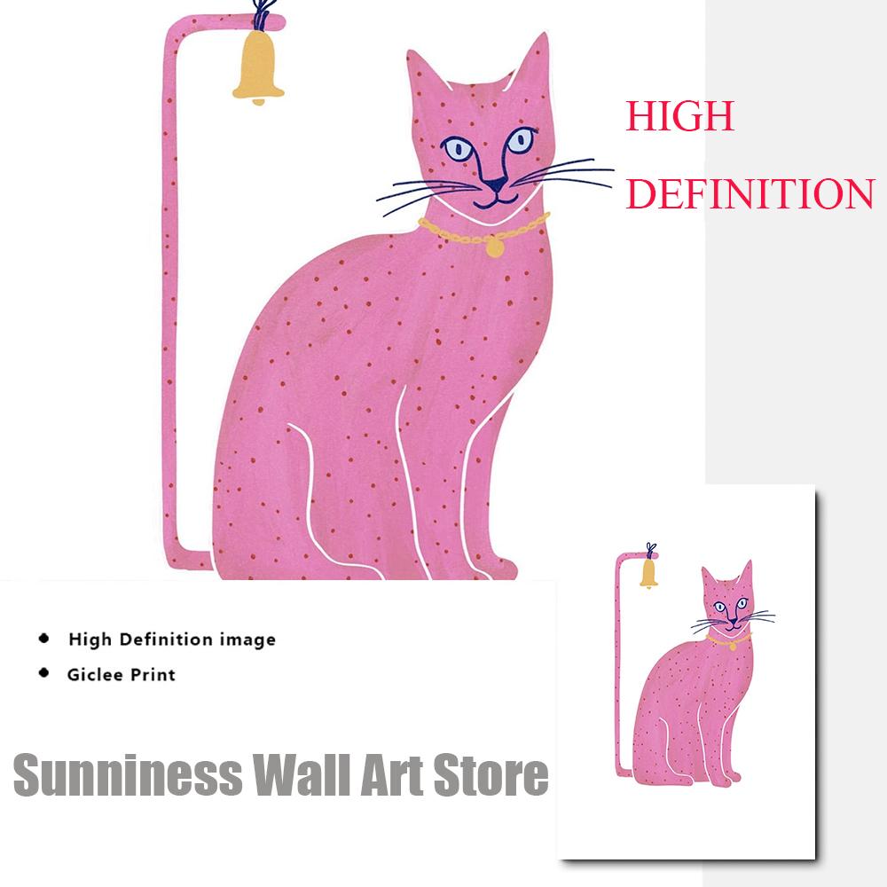 Japanese Lucky Cats Wall Art Botanical Flowers Vase Poster And Print Abstract Animal Pictures for Home Bedroom Living Room Decor