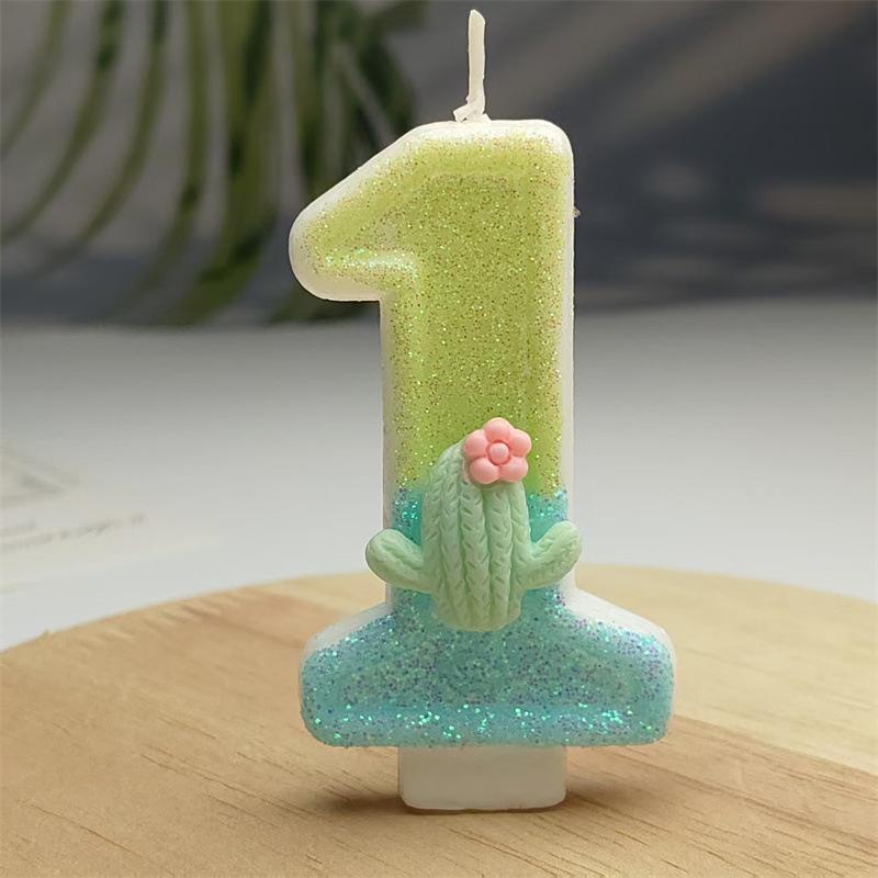 Creative Design Cactus Digital Candle Birthday Candle Party Festive Cake Decoration Atmosphere Props