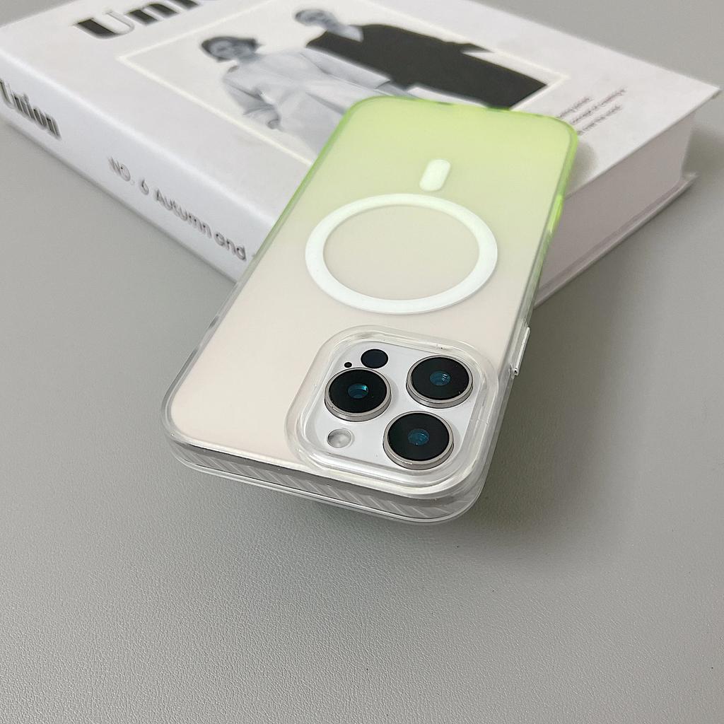 For iPhone 16 Pro Max Magnetic Cover Gradient Color Phone Case For iPhone 15 14 13 12 11 Glass Lens Film Clear Soft TPU Cover