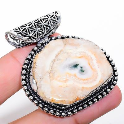 Natural Solar Quartz Gemstone Handmade 925 Sterling Silver Pendant 1.97" U2R65