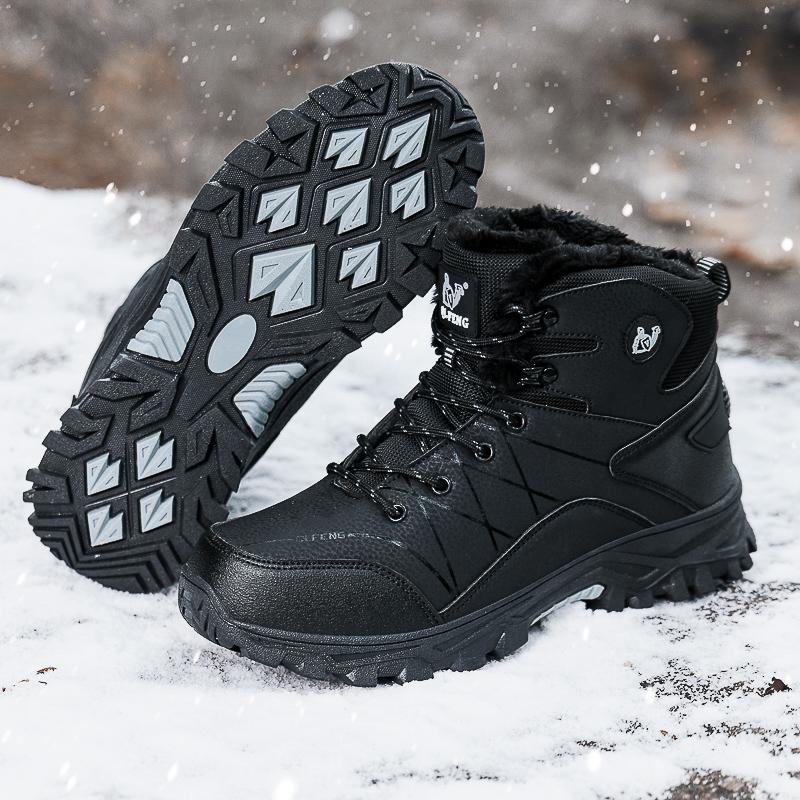 TUINANLE Men's Winter High-Top Cotton Shoes: Warm Velvet, Outdoor Mountaineering, Casual Sports Footwear.