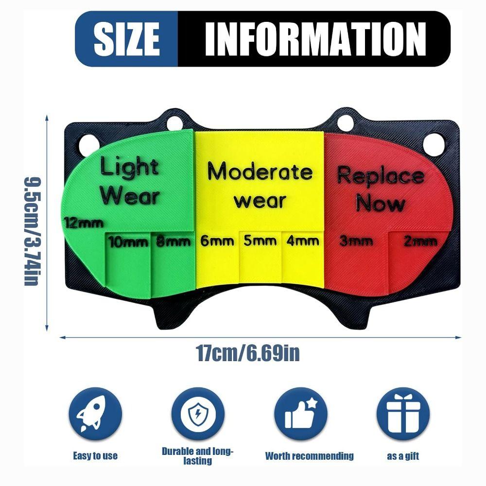 Color-Coded Brake Pad Thickness Gauge Wear Measurement Brake Pad Measuring Tool  Brake Inspection