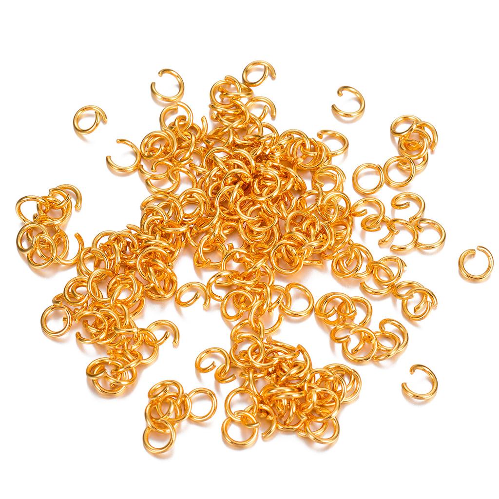 200 Stück/Los Gold Edelstahl Offene Biegeringe Direkt 3/4/5/6/8mm Sprengringe Verbindungsstücke für DIY Schmuckzubehör Herstellung