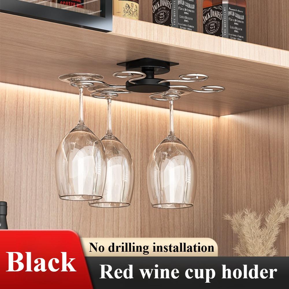 1 Stück Drehbarer Küchen-Weinregalhalter mit Metallhaken Abnehmbar Leicht zu Reinigen Platzsparend Barzubehör Organizer Küche