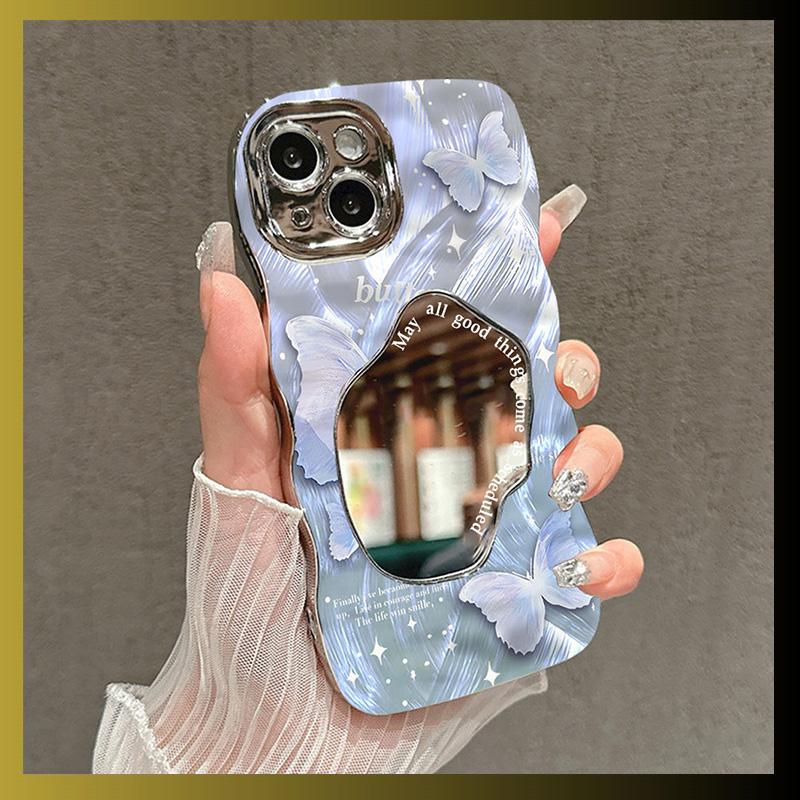 Mirror Phone Case for iPhone 16 11 13 14 for 16 Pro 12 13 15 16 Pro Max for Samsung A15 A16 A35 A55 Cute Cloud Flower Puppy Electroplated Phone Case