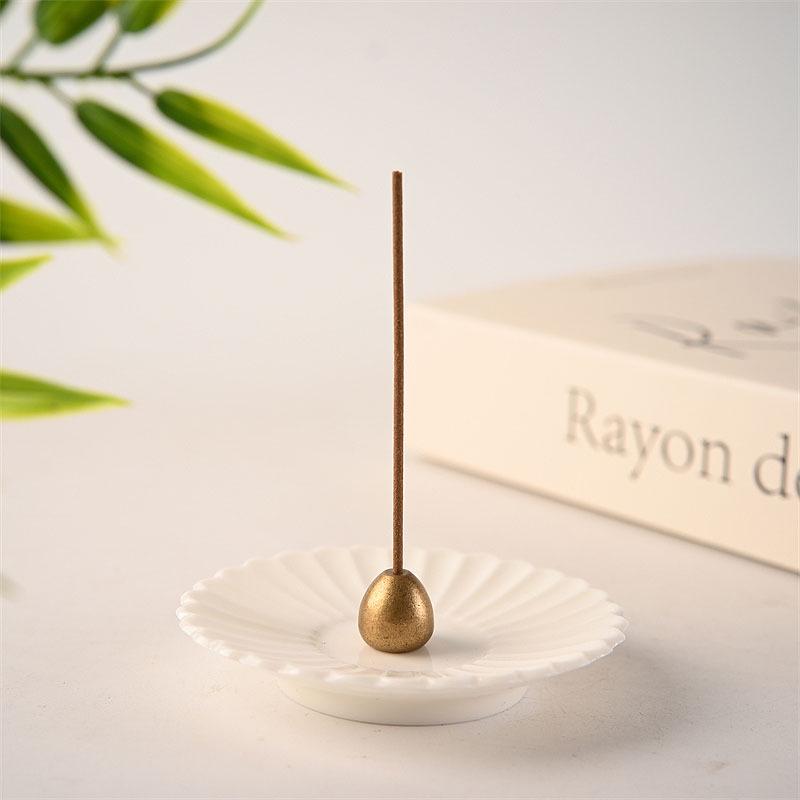 Elegant Petal-Shaped White Ceramic Incense Stick Holder - Zen Home Decor