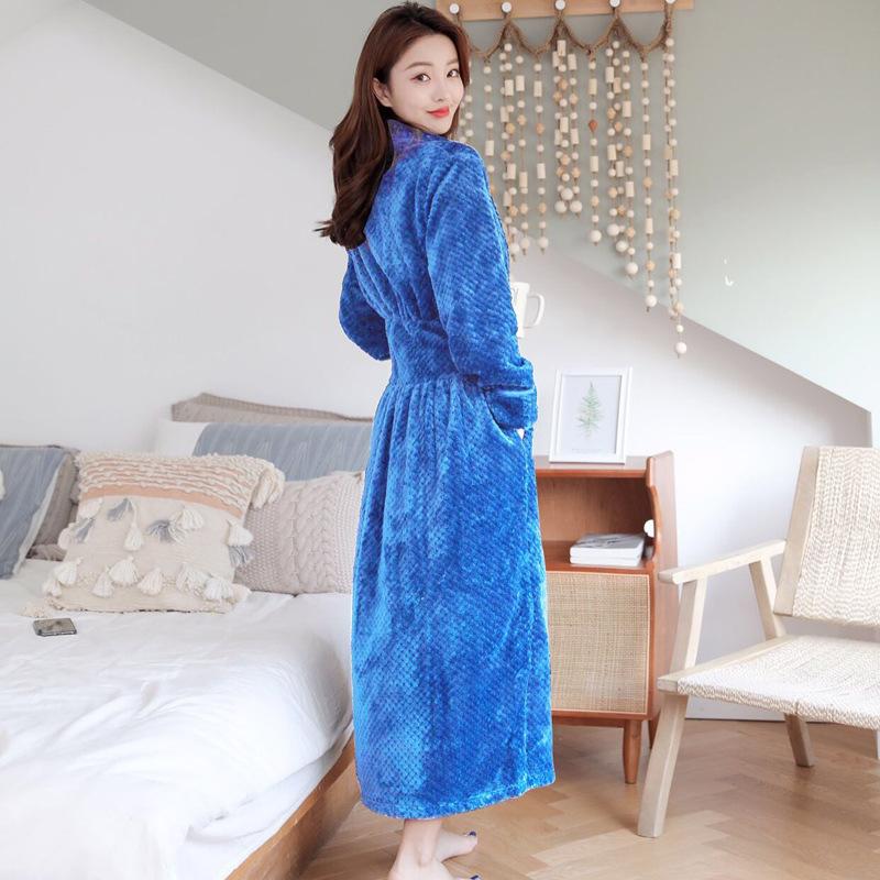 

Осенне-зимнее супер длинное ночное платье для женщин, утолщенная ночная рубашка, коралловый бархатный халат, одежда для сна для пары XL