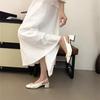 2025 Summer New Woman Bow Design Square Heel Shoes Trend Casual Shoes Non-slip Outdoor Square-toed Woman Shoes