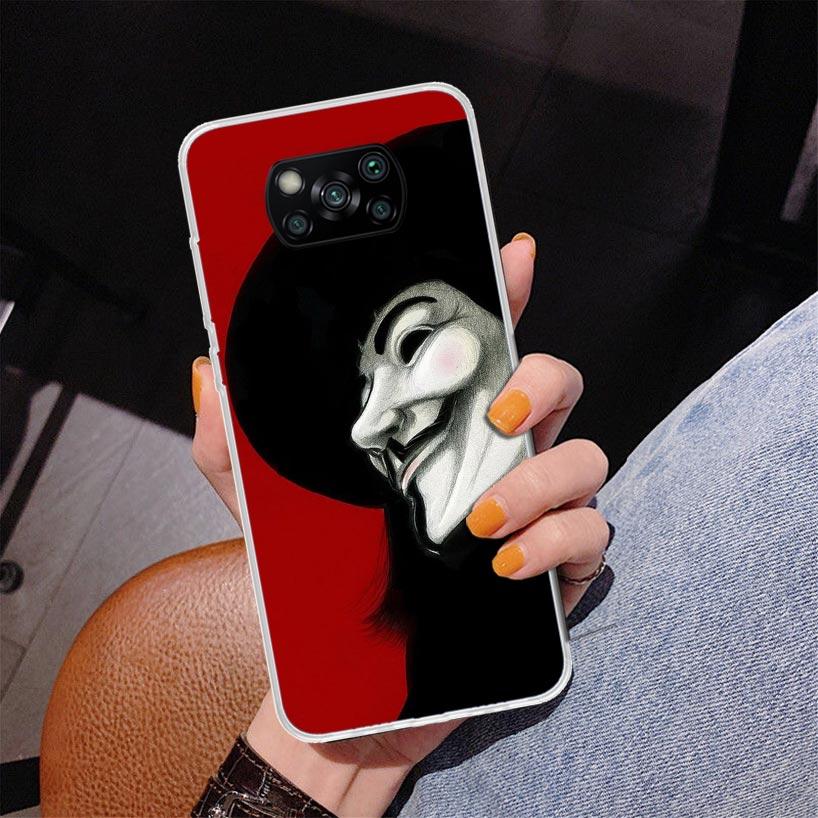 Anonymous V Mask Phone Case For Xiaomi Poco X7 X6 X5 Pro F7 Ultra Redmi 15C 15 13C 13 12C 12 10 10A 10C 9 9A 9C 9T Cover Poco X7