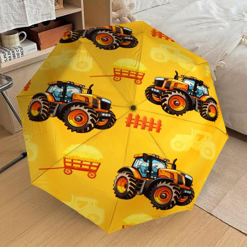 1pc Tractor Hay Pattern Umbrella Design Automatic Opening and Closing Umbrella, High-quality Travel Umbrella, C1128230