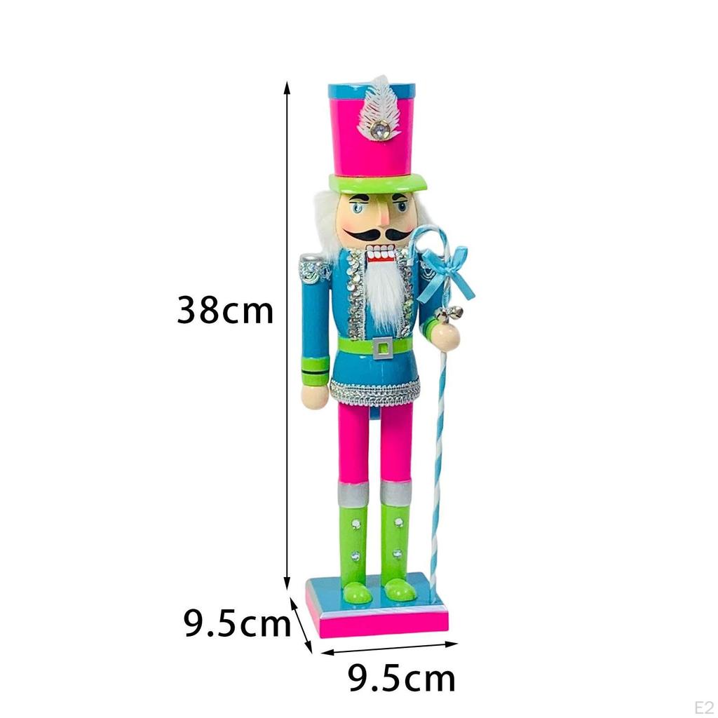 Nussknacker-Soldat aus Holz, 38 cm, kreatives dekoratives Ornament für Regale, blau