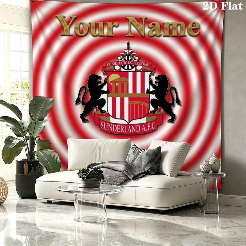 Sunderland A.F Custom Name Wall Tapestry Aesthetic Wall Hanging Printed Fabric Blanket Decorative Tapestries for Bedroom Living Room Home Decor