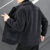 Men's Mid-Length Striped Woolen Coat - Winter Wool Warmth with Thickened Lapel Design
