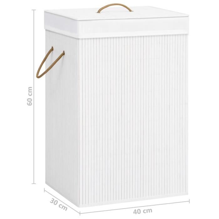 VidaXL Panier à linge avec une seule section bambou blanc 320751