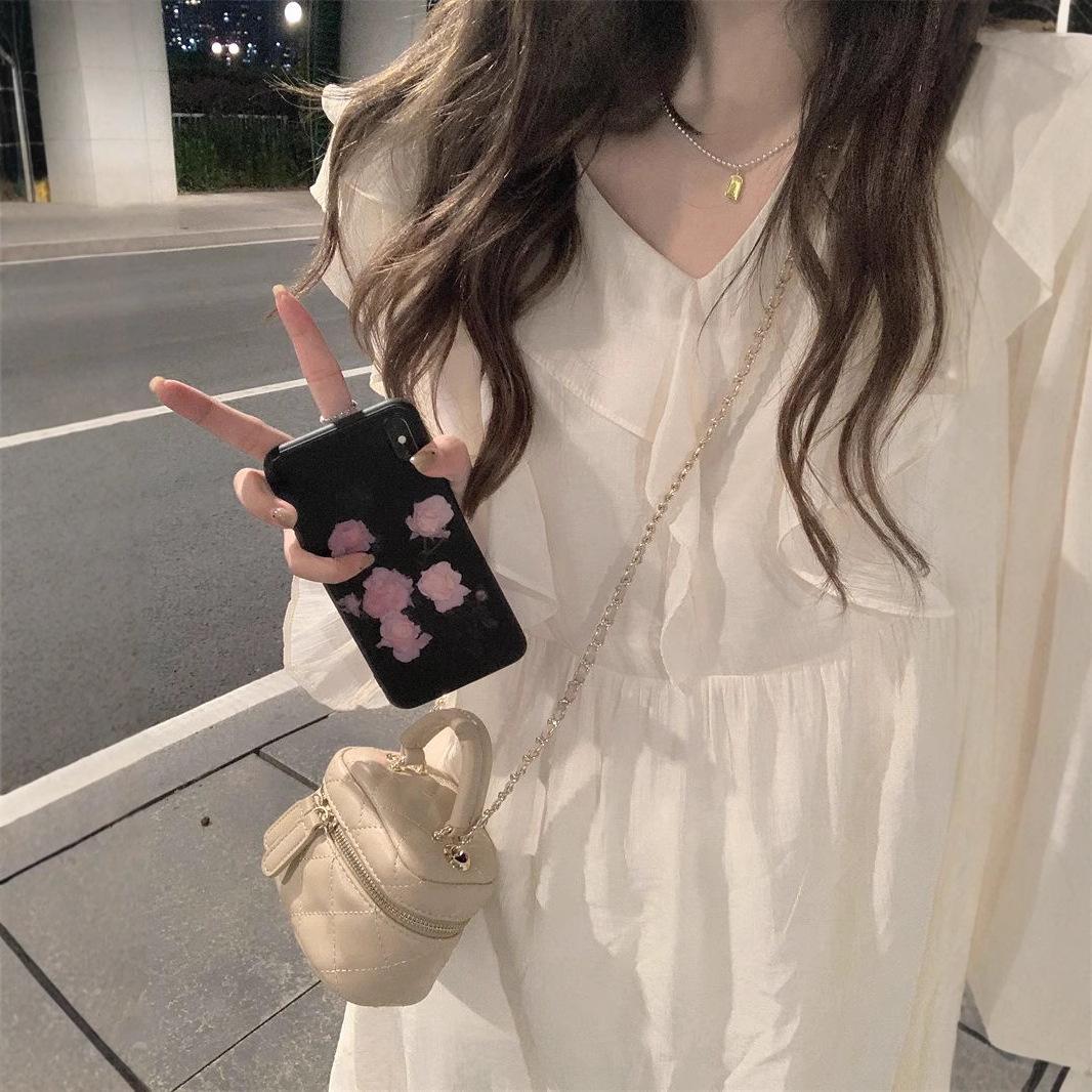 

2024 French Retro Ruffle Summer Bodycon Dress XL абрикосовий