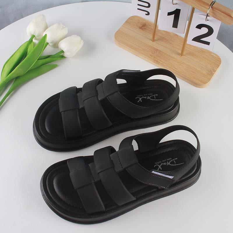 Heli Shark Moda Sandali Estivi da Donna Aperti Colore Solido Vuoti Sandali Bassi da Spiaggia Casual Velcro Scarpe da Donna