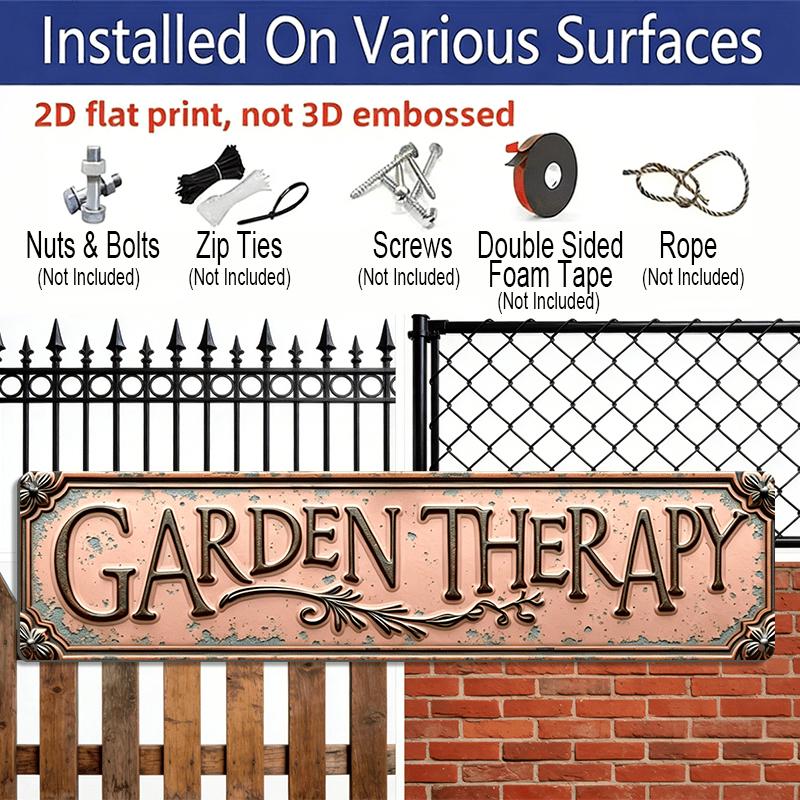 2D Flat, 15.7×3.94inch Vintage Funny Rust Texture "GARDEN Relax" Vintage Aluminum Metal Wall Plaque - Rustic Vintage Decorative Sign for Living Room