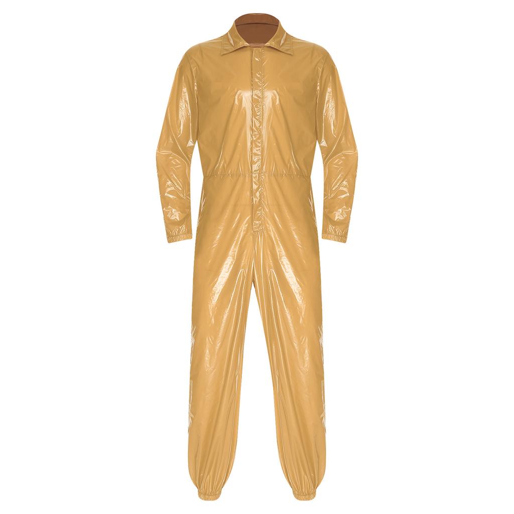 Pánské voděodolné overaly s klopovým límcem, dlouhým rukávem a elastickým pasem vzadu, se zipem