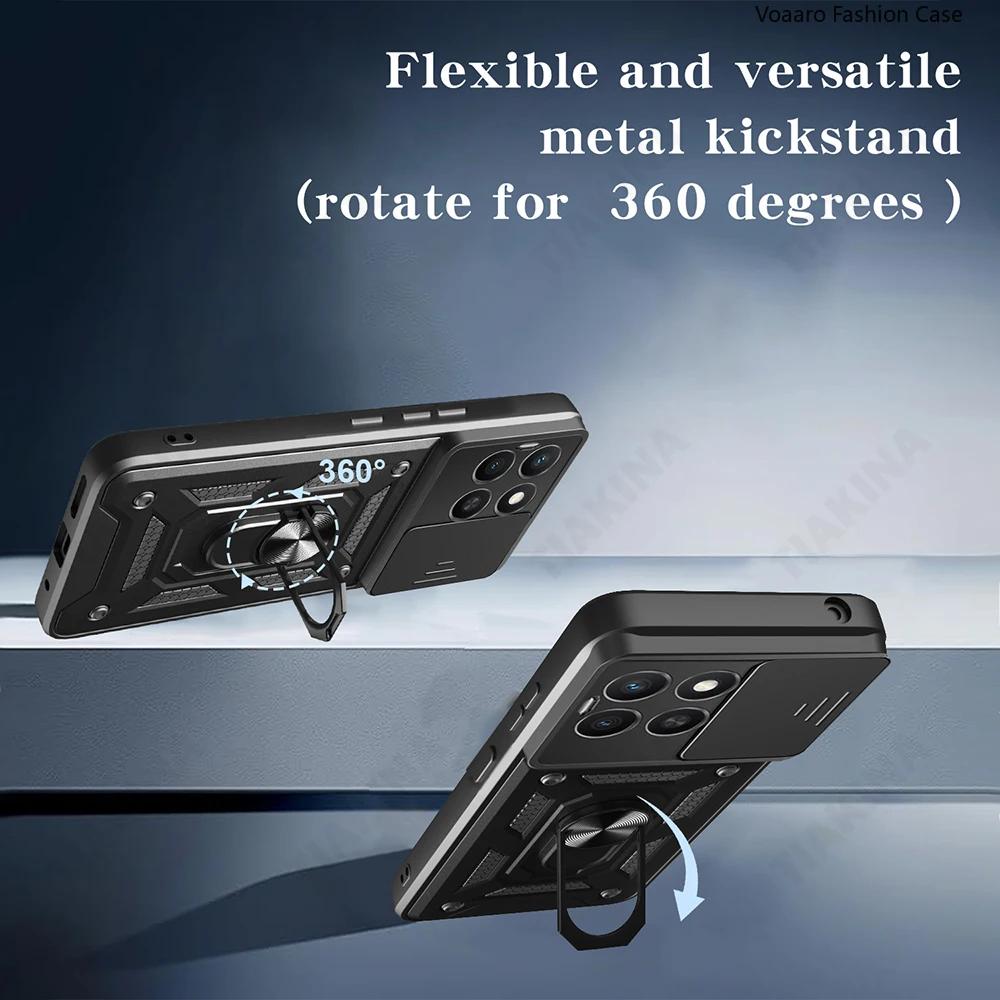 Slide Lens Armor Funda for Honor 400 Smart 5G Case for Honor X7D X7C X5B Plus 4G 200 Smart Case Magnetic Ring Stand Holder Cover