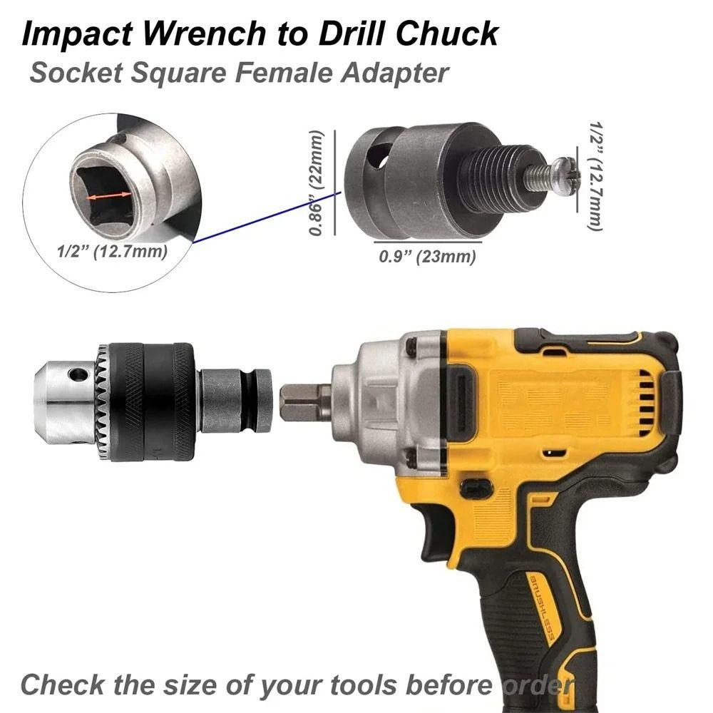 1Set 1.5-13mm Drill Chuck 1/2-20UNF with Chuck Key Mount Impact Driver Bits Square Adapter Hex Shank/SDS-Plus