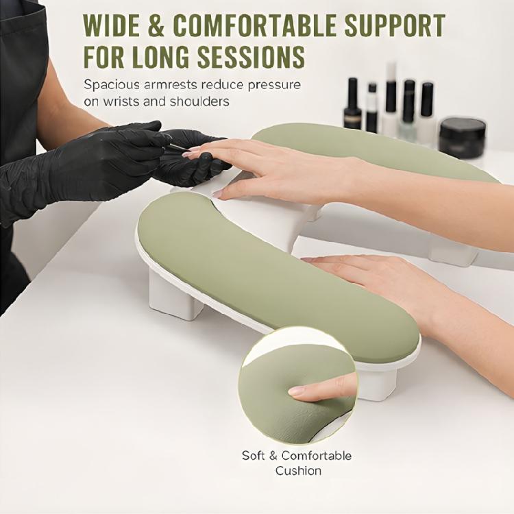 Curved Nail Desk Hand Rest with Phone Holder, Raised Manicure Support for Practice Stations, Home Use, and Salons